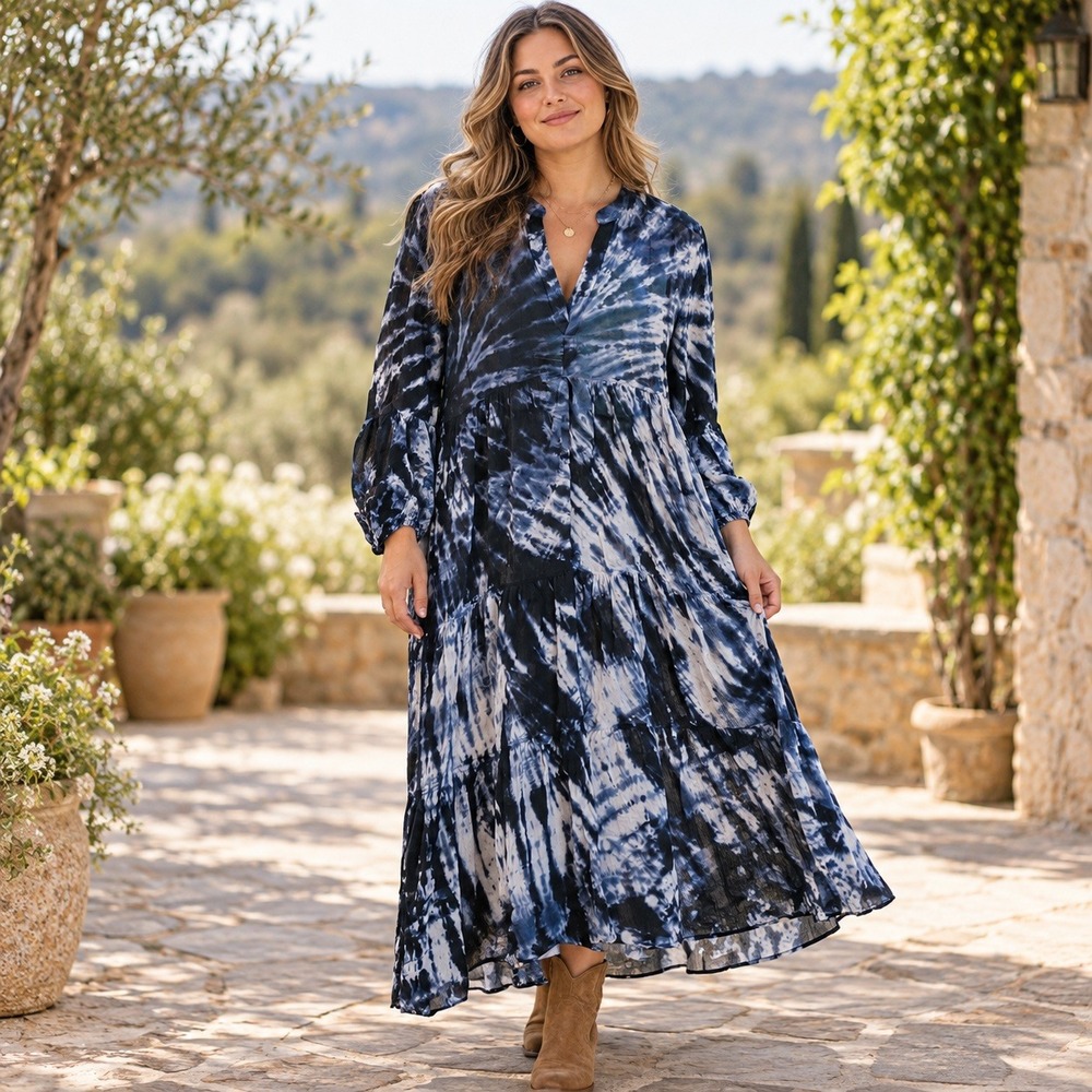 Young Fabulous & Broke Dress Size XS Sheer Tallia Tie Dye Oversized Maxi